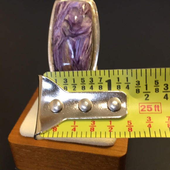 Vintage Amethyst Cabochon Sterling Silver Cocktail Ring Sz 7•1/4 - Picture 7 of 13